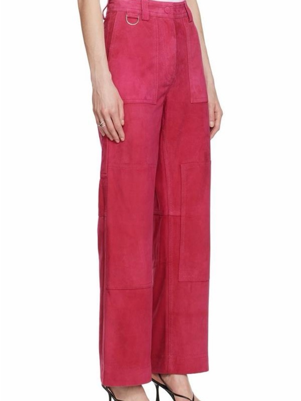 Saks Potts Women's Wide-Leg Patchwork Suede Pants - Pink